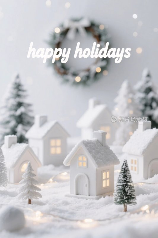 冬日童话小镇插画