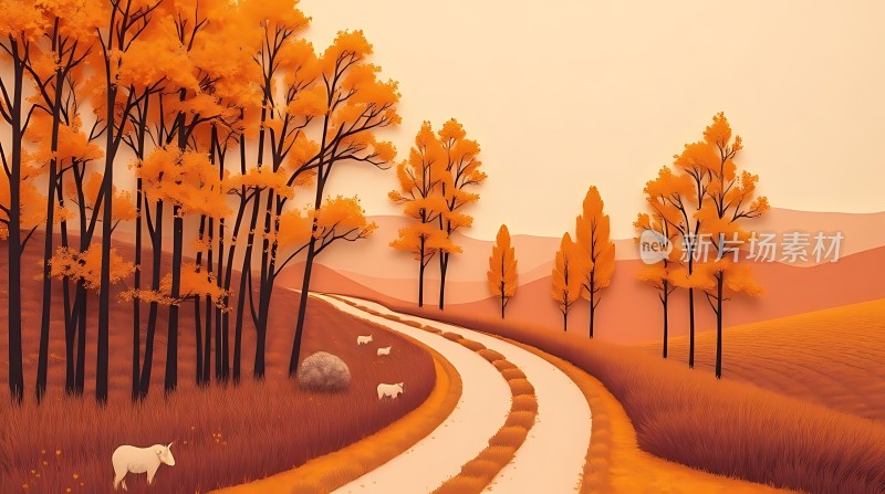 秋日暖阳下的宁静小径