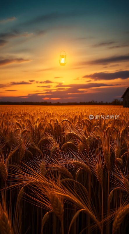 金色麦田日落时分