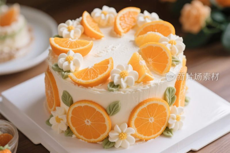 装饰有橘片的蛋糕