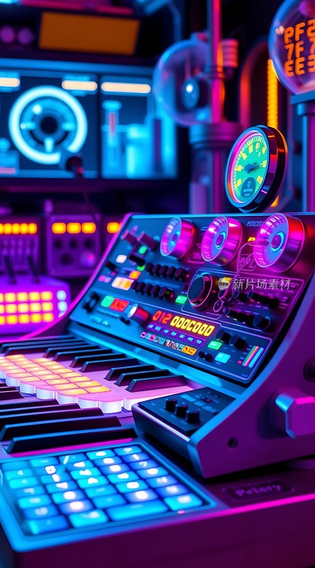 未来科技合成器霓虹灯光键盘乐器