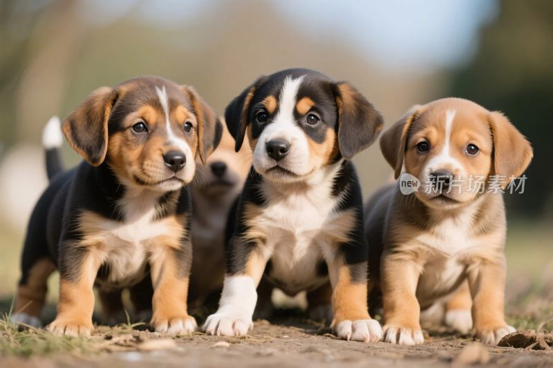 三只小狗的萌态摄影