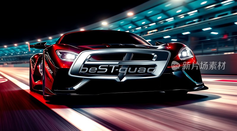 红色赛车在赛道上疾驰