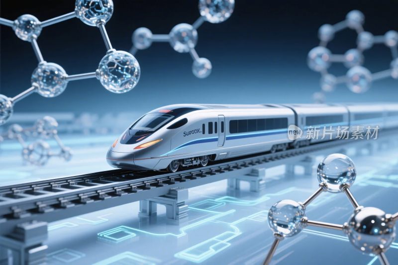 高速列车与分子结构科技场景