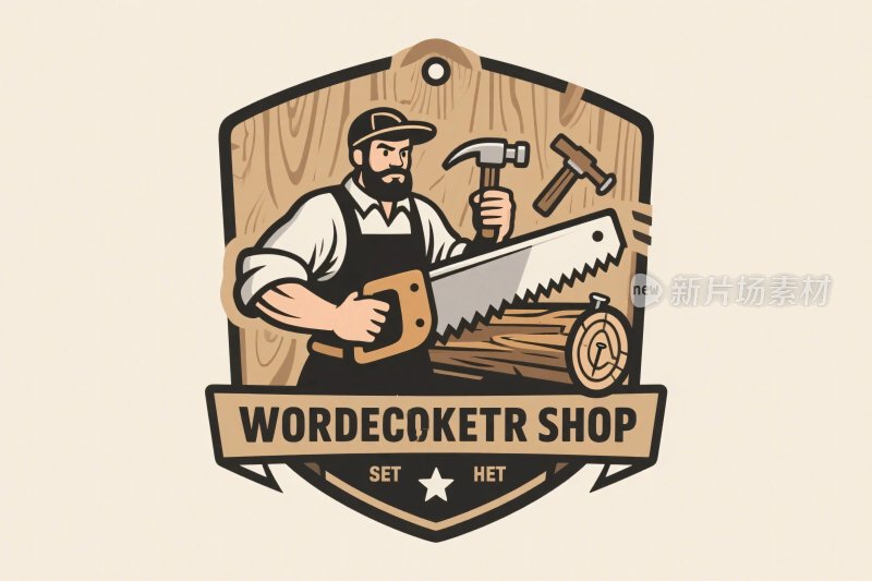 木工工具徽章标志