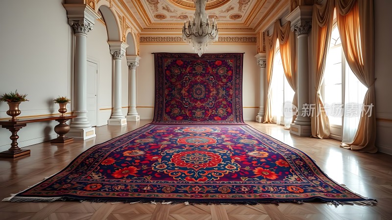 豪华大厅中的精美地毯展示
