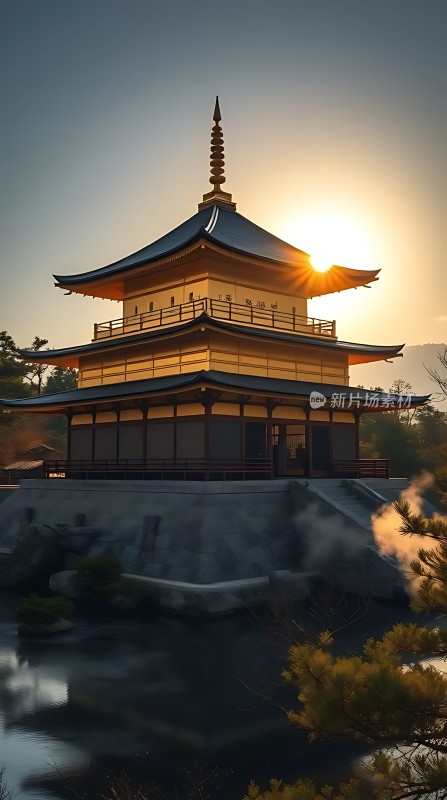 晨曦中的金色宝塔