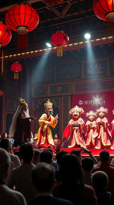 传统戏剧表演观众欣赏舞台上的精彩演出