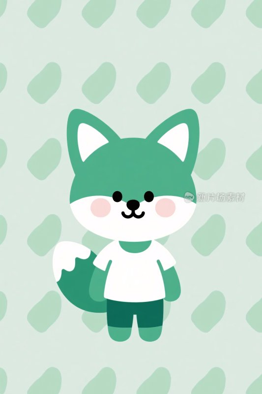 卡通绿色狐狸插画