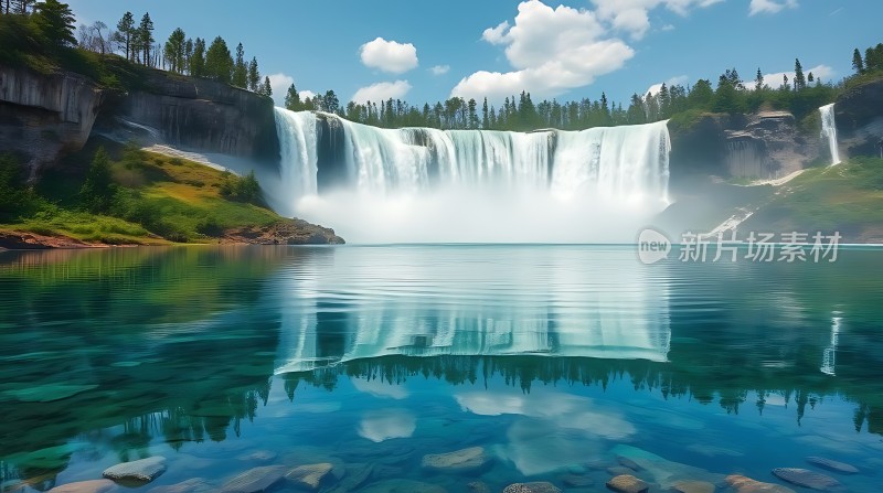 碧波荡漾瀑布飞流直下