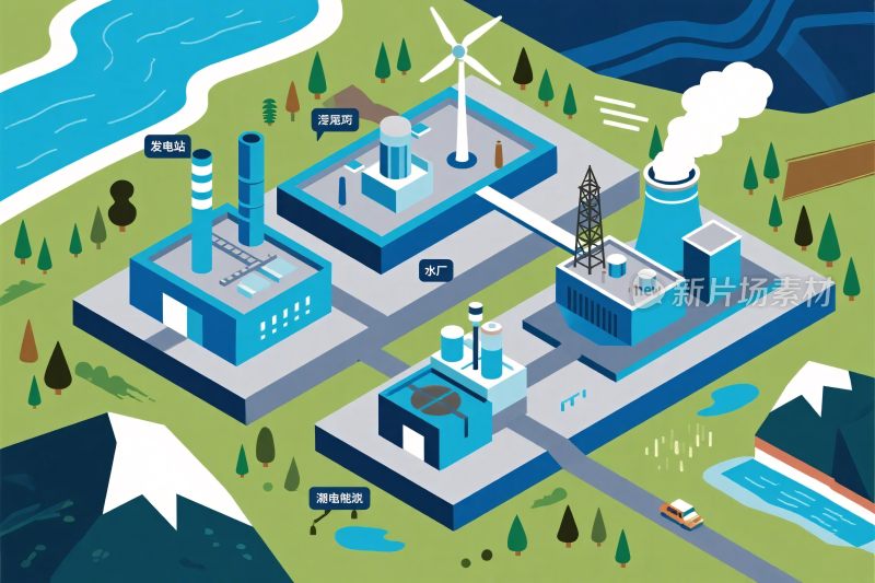 工业设施插画场景