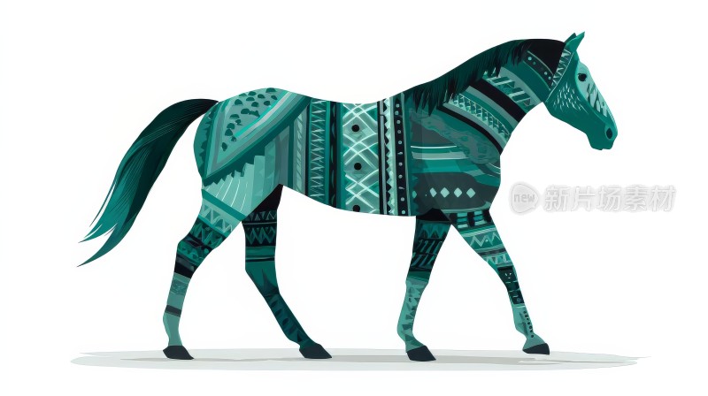 青色骏马剪纸 少数民族风苗绣苗族工艺品