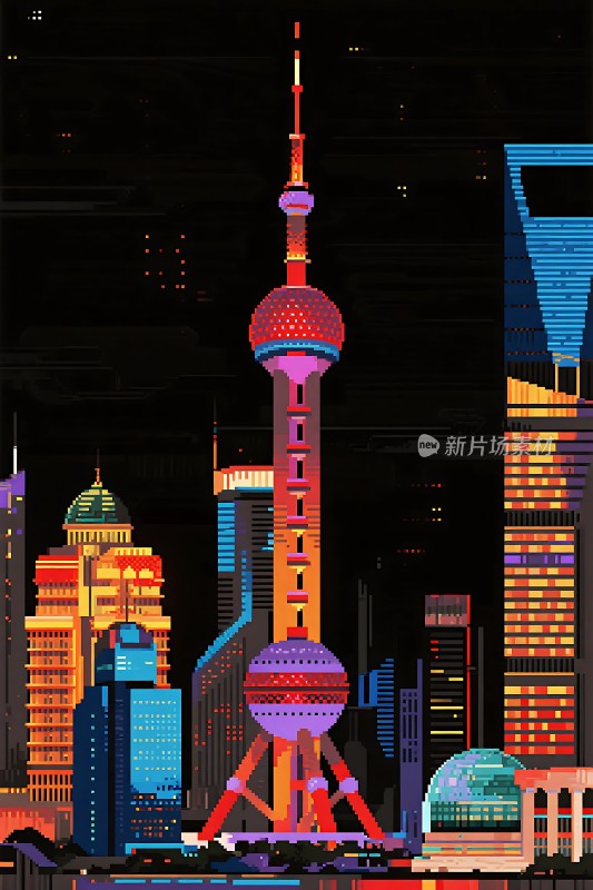 东方明珠夜色下的璀璨上海天际线