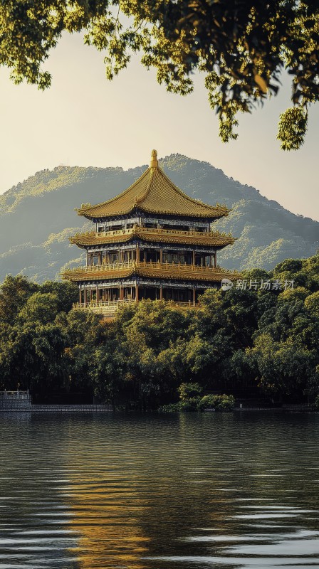 中国传统寺庙古建筑与自然风光