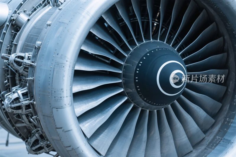 飞机发动机涡轮特写