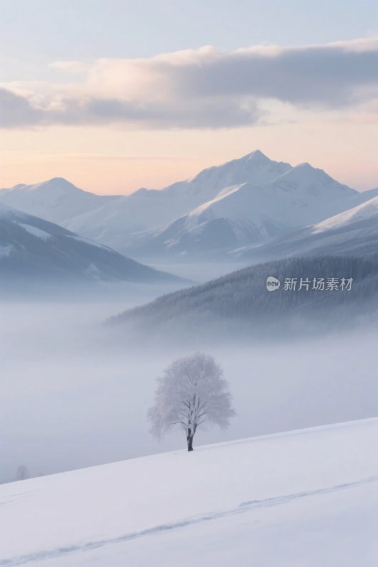 雪山雾林风景图