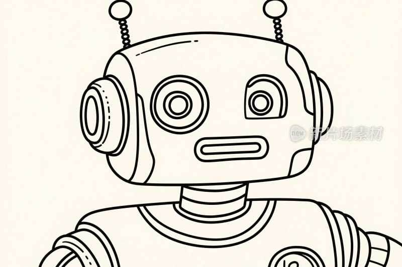 卡通机器人简笔画