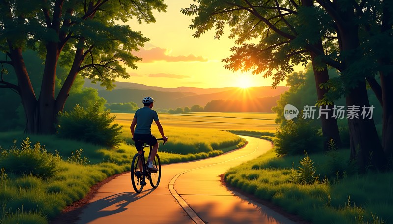 骑行者的日落之旅
