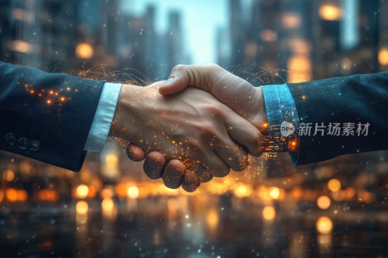 商务人士握手合作画面