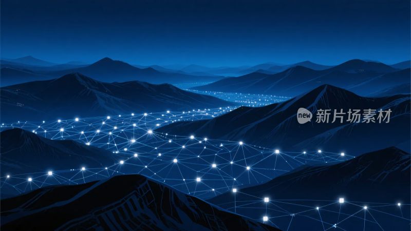 夜景中的网络连接山脉图景
