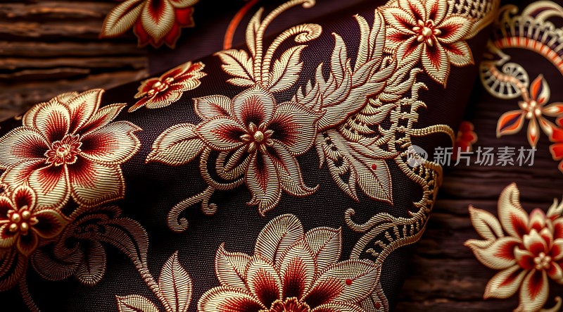 金色刺绣花纹布料