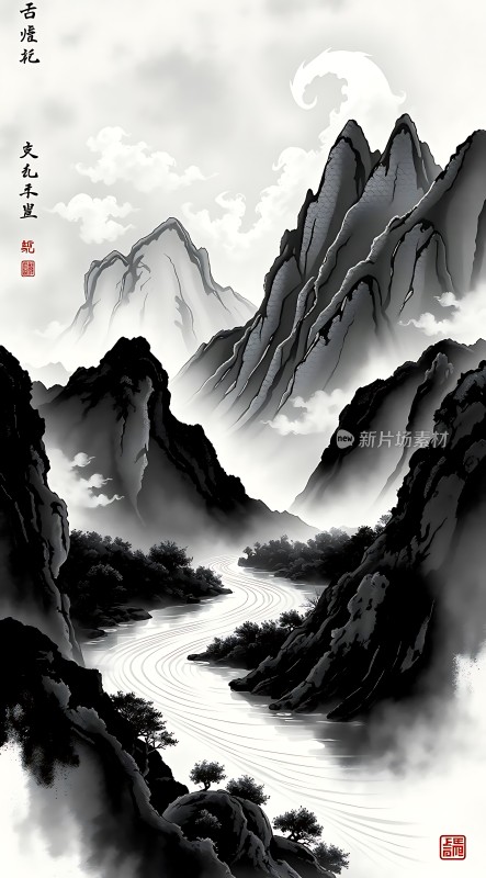 云雾缭绕的山川河流