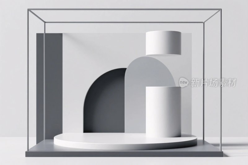 几何立体插画构图