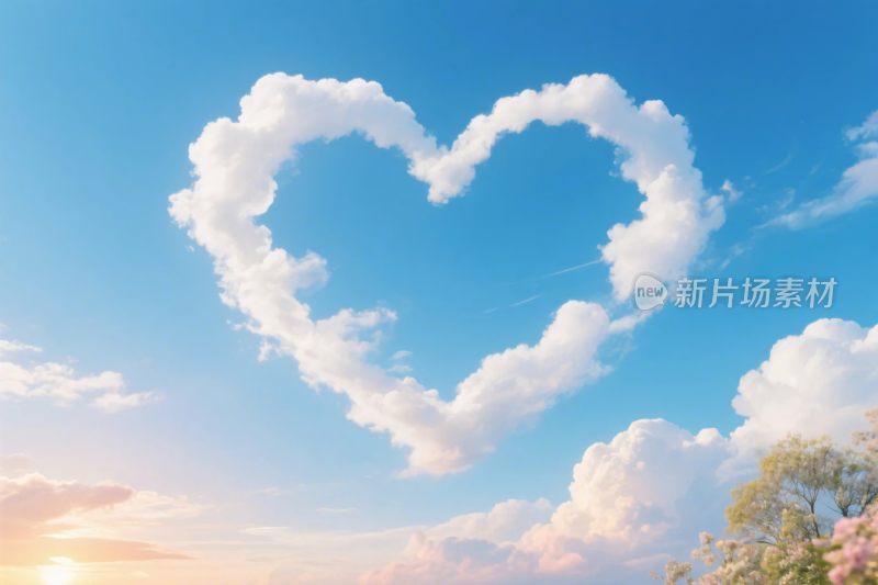 爱心云朵蓝天风景