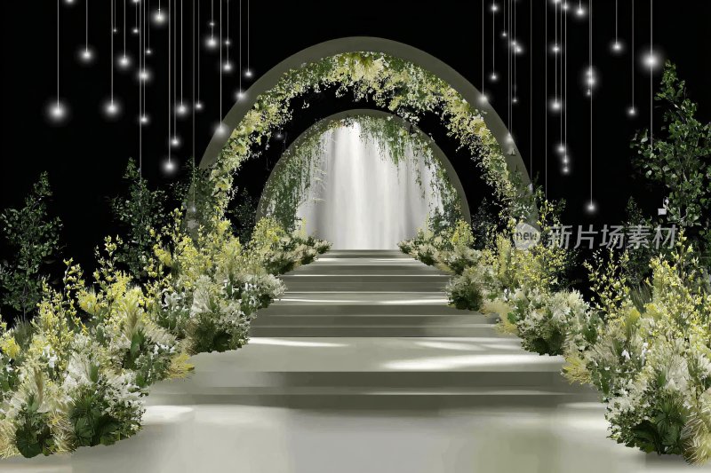 唯美绿植婚礼拱门场景