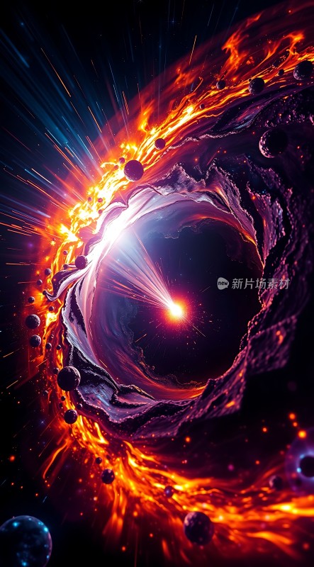 宇宙奇观黑洞漩涡与星云交织