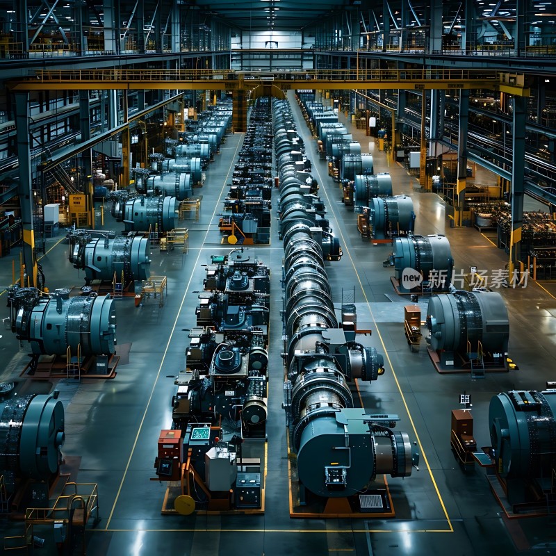 工业车间里的巨型机械装置