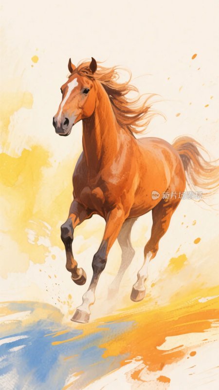 奔跑的骏马插画