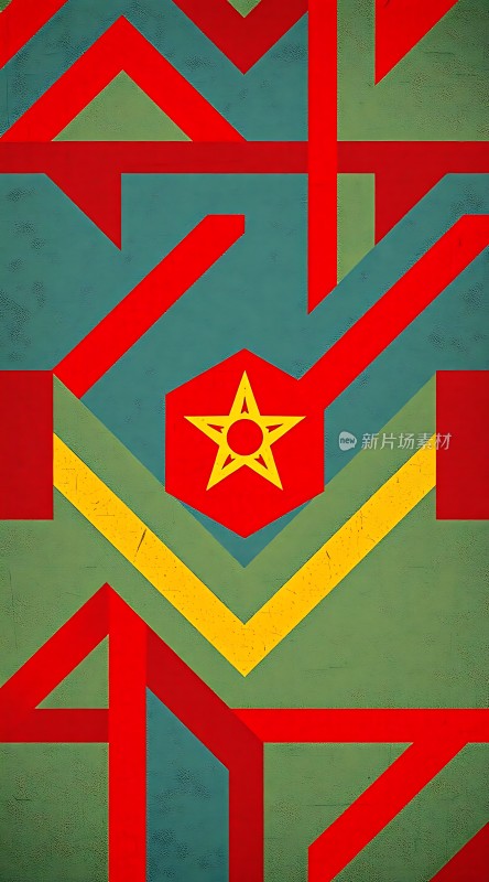 红色五角星几何艺术