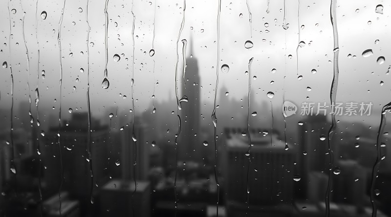 雨滴中的城市轮廓