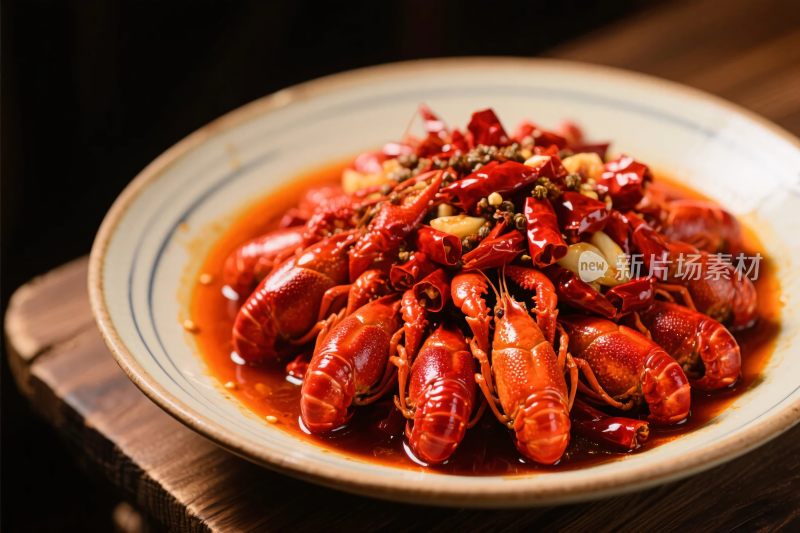 一盘美味的香辣小龙虾
