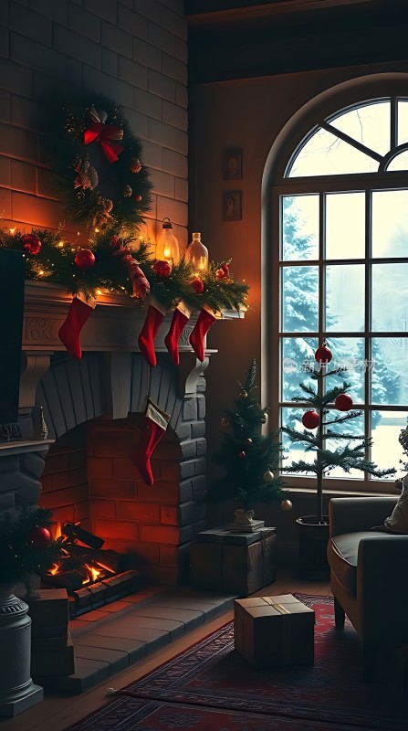 圣诞壁炉温馨夜