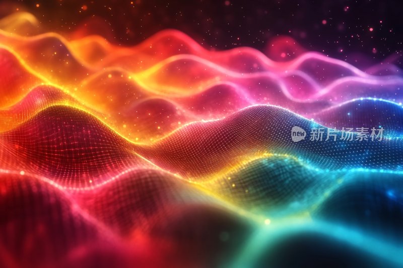 绚丽多彩的波浪状光影图案