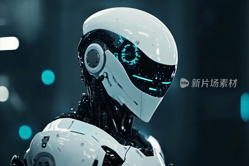科技感十足的机器人头部特写