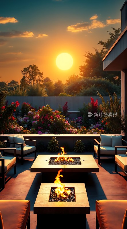 日落下的户外休闲时光