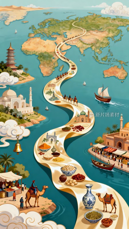 世界贸易之路丝绸之路上的商品与文明交流