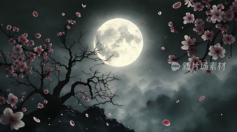 夜月樱花雨