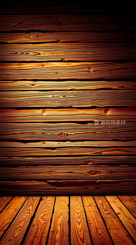 木纹背景墙与地板