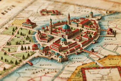 复古城市插画地图 复古城市插画地图