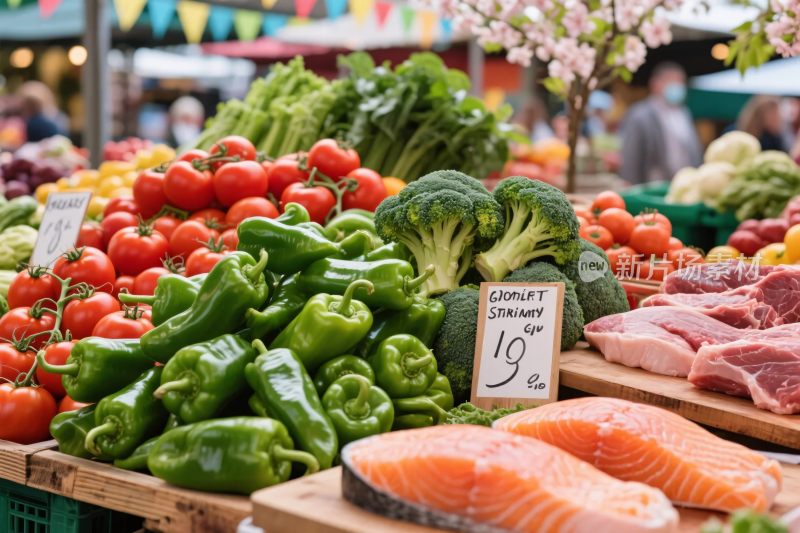 露天市场果蔬肉类