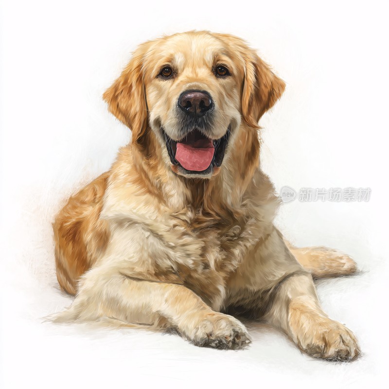 可爱金毛犬插画