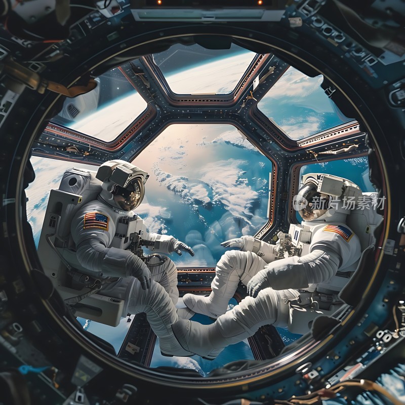 宇航员太空漫步地球美景