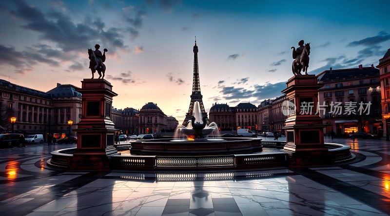 埃菲尔铁塔下的宁静黄昏