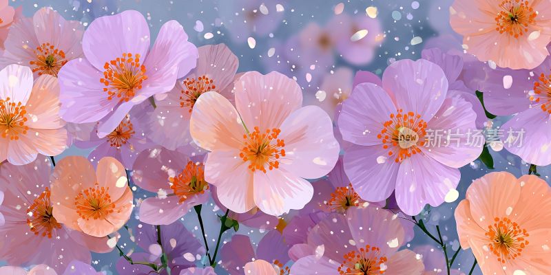 梦幻唯美的花卉插画画面