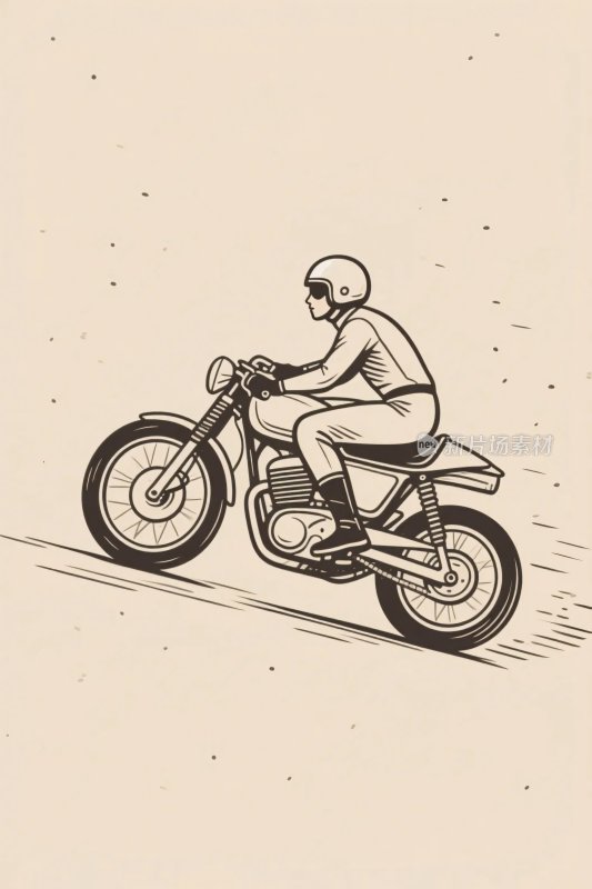 摩托车手手绘插画