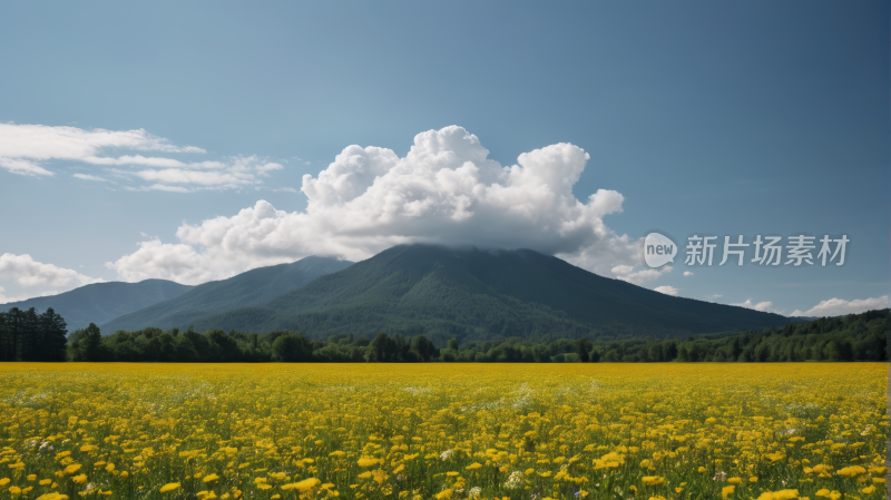 山前有一片黄花田风景图片